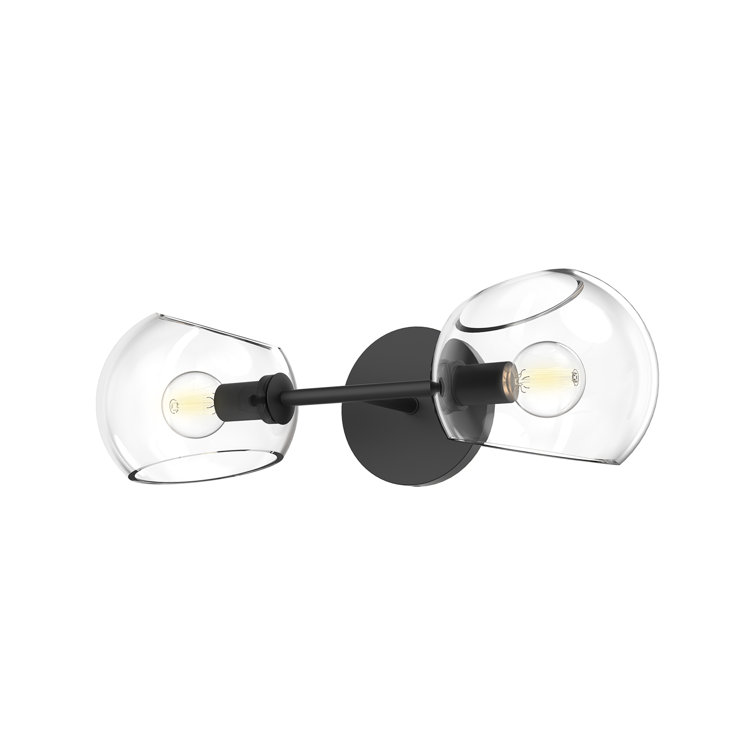 Willow Matte Black 2-Light Vanity with Clear Glass Shades