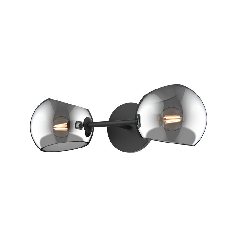 Matte Black Two-Light Vanity with Smoked Glass Shades