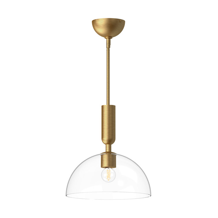 Brushed Gold and Clear Glass Bowl Pendant Light