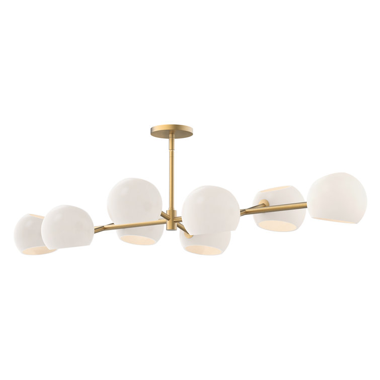 Willow Brushed Gold 8-Light Linear Island Chandelier with Opal Matte Glass