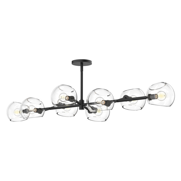Willow 8-Light Matte Black and Clear Glass Chandelier