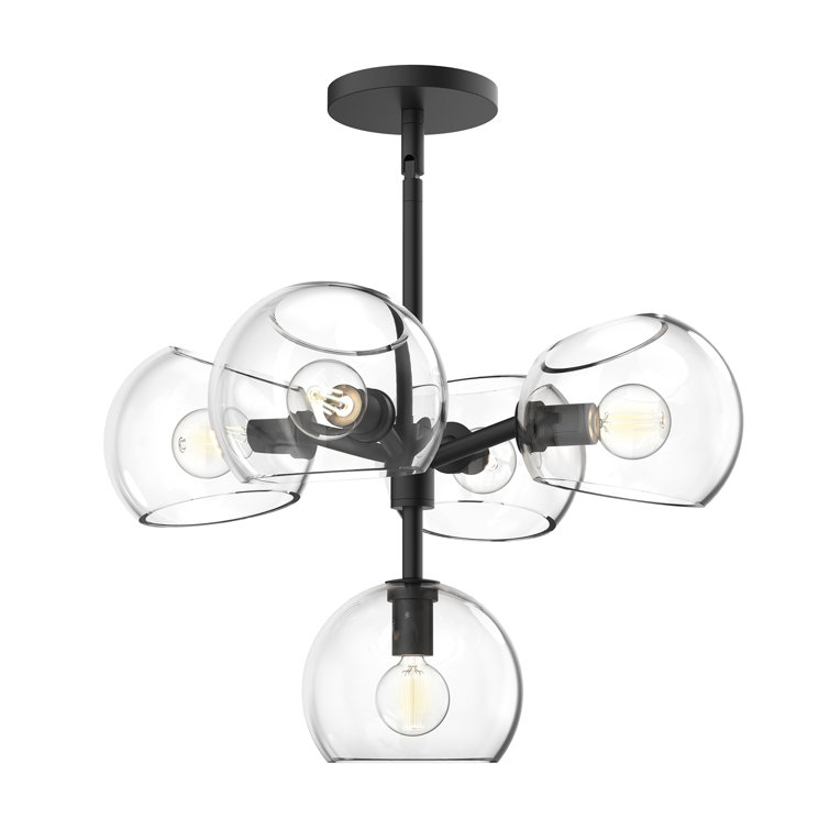 Matte Black Mini Sputnik Chandelier with Clear Glass Shades