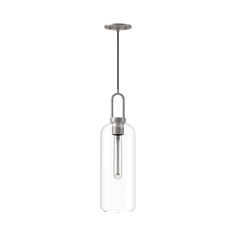 Brushed Nickel and Clear Glass Cylinder Pendant Light