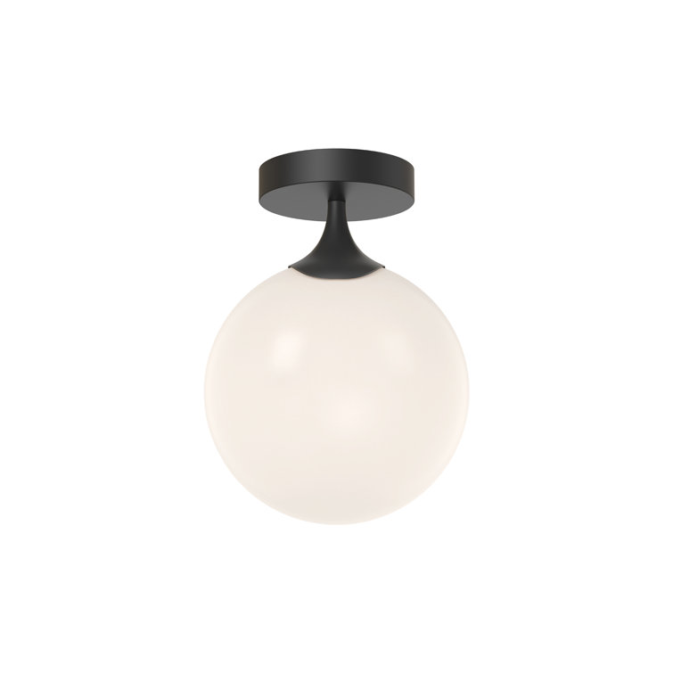 Matte Black Glass Semi Flush Mount Light Fixture
