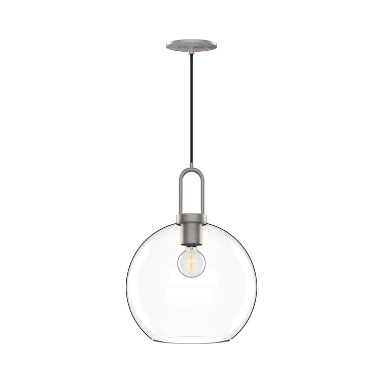 Clear Glass Globe Pendant Light with Brushed Nickel Finish
