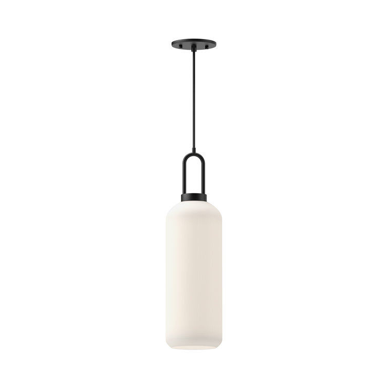 Matte Black and Opal Glass Mini Pendant Light