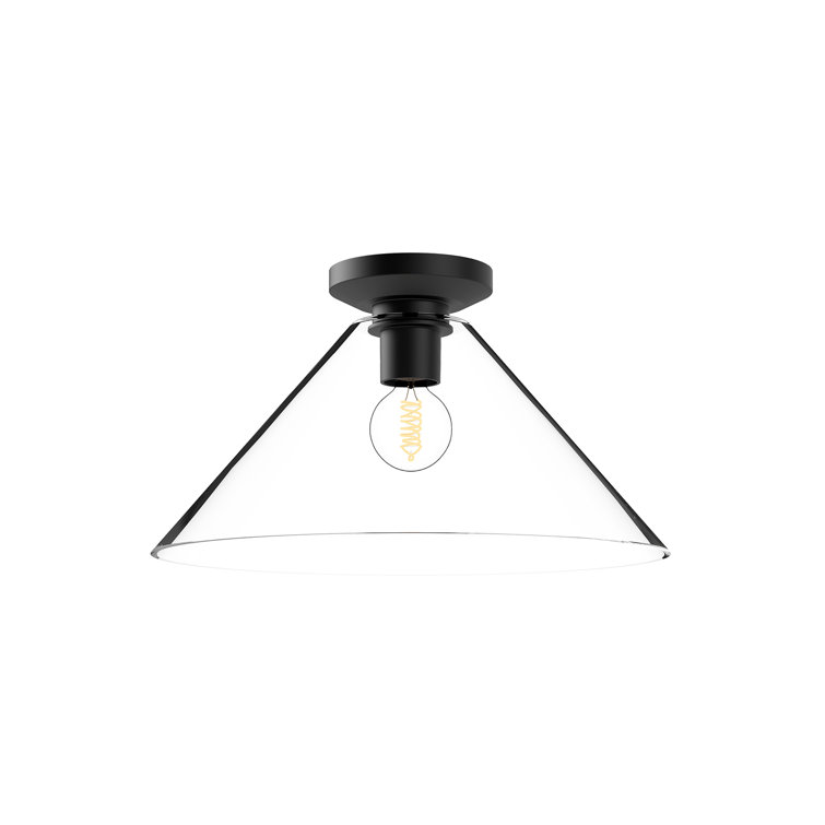 Salem 8" Matte Black and Gold Crystal Glass Flush Mount