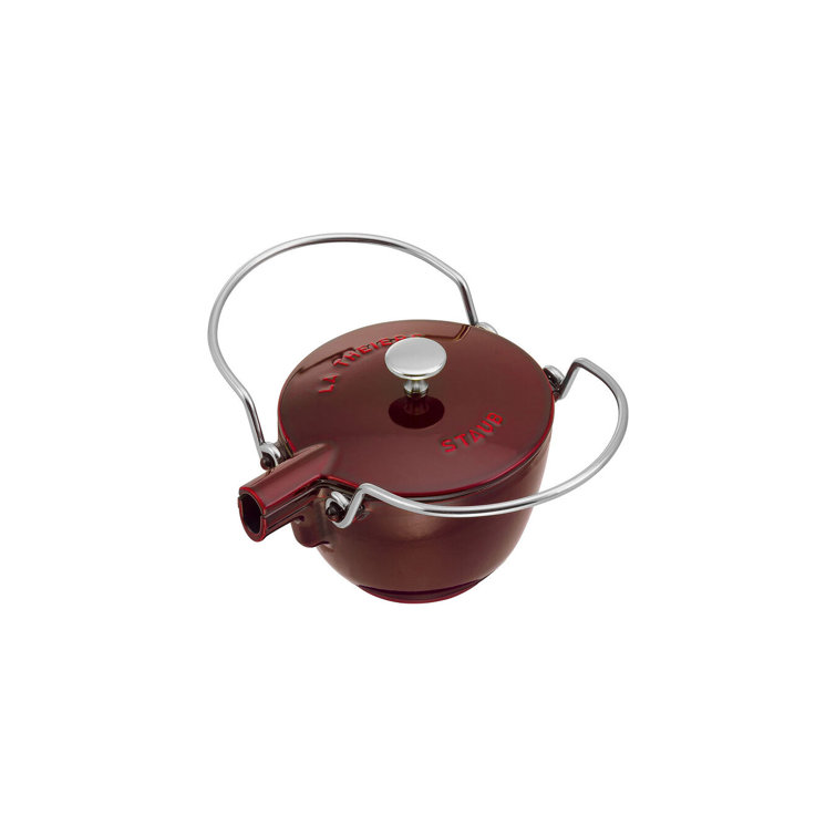 Grenadine Cast Iron 1-Quart Enamel Tea Kettle with Lid