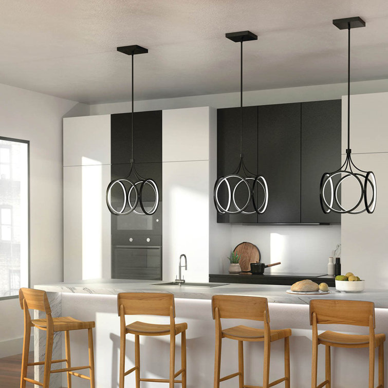 Matte Black and White LED Pendant Light with Plastic Diffuser