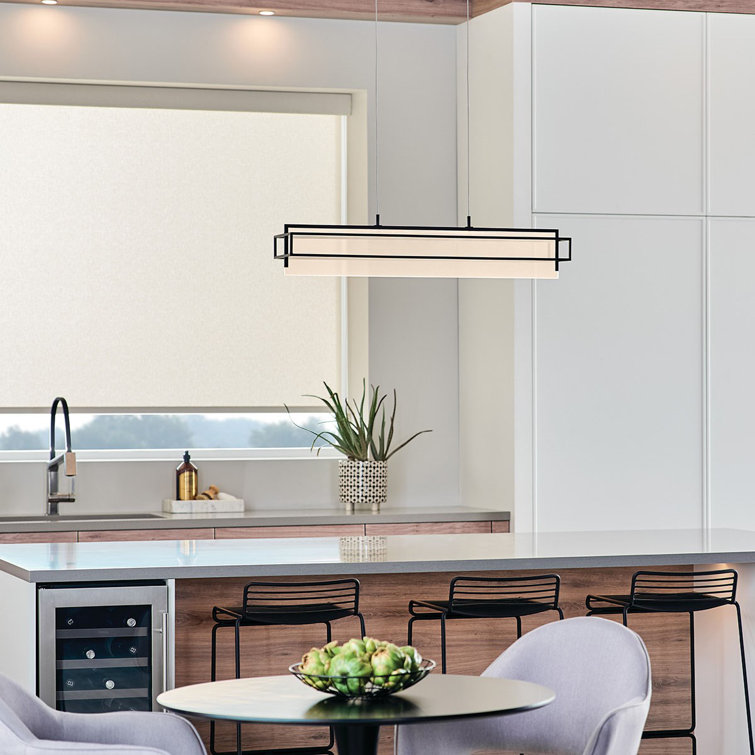 Matte Black Vega LED Island Pendant with Clear Acrylic Shade