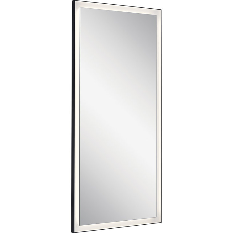 Sleek Matte Silver LED Vanity Mirror with Frosted Acrylic Shade