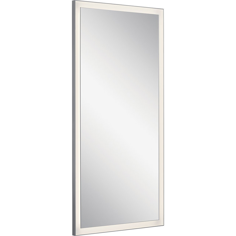 Sleek Matte Silver LED Vanity Mirror with Frosted Acrylic Shade