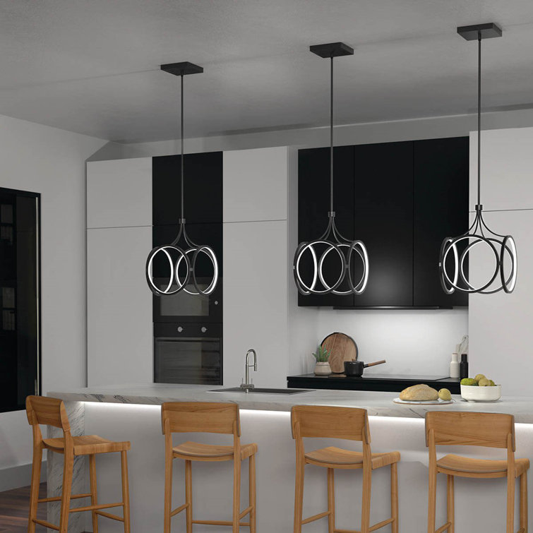 Matte Black and White LED Pendant Light with Plastic Diffuser