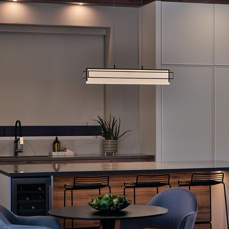 Matte Black Vega LED Island Pendant with Clear Acrylic Shade