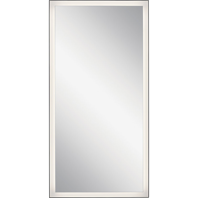 Sleek Matte Silver LED Vanity Mirror with Frosted Acrylic Shade