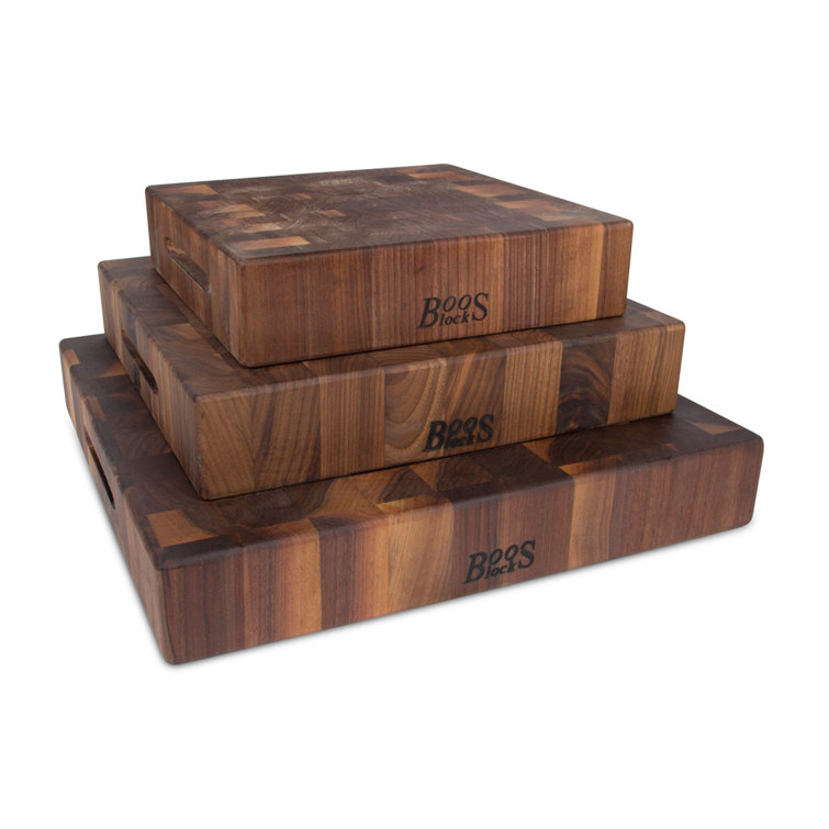 Walnut End Grain 12''x12'' Rectangular Chopping Block with Hand Grips