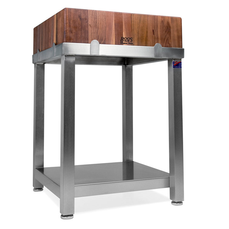 Square Solid Walnut 35'' Butcher Block Kitchen Stand