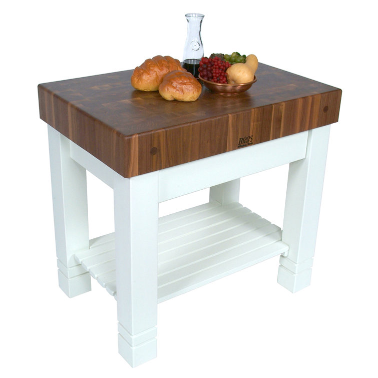 American Heritage White Walnut Butcher Block Kitchen Island