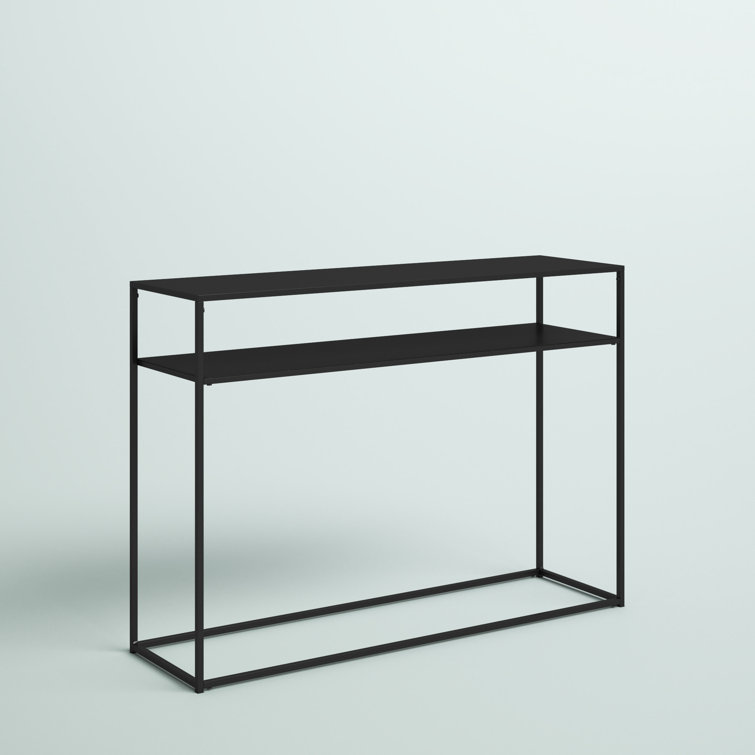 Streamlined Braxton Matte Black Steel Console Table with Storage