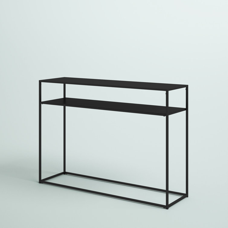 Streamlined Braxton Matte Black Steel Console Table with Storage