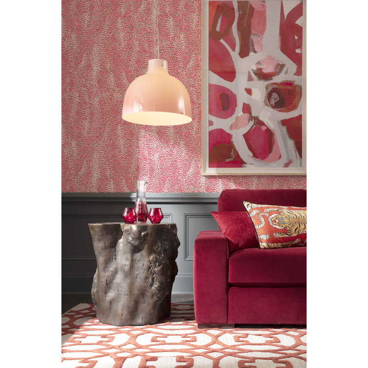 Red Polyester Square Throw Pillow with Tiger Design