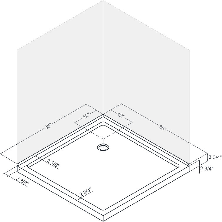 SlimLine 36" White Acrylic Double Threshold Shower Base