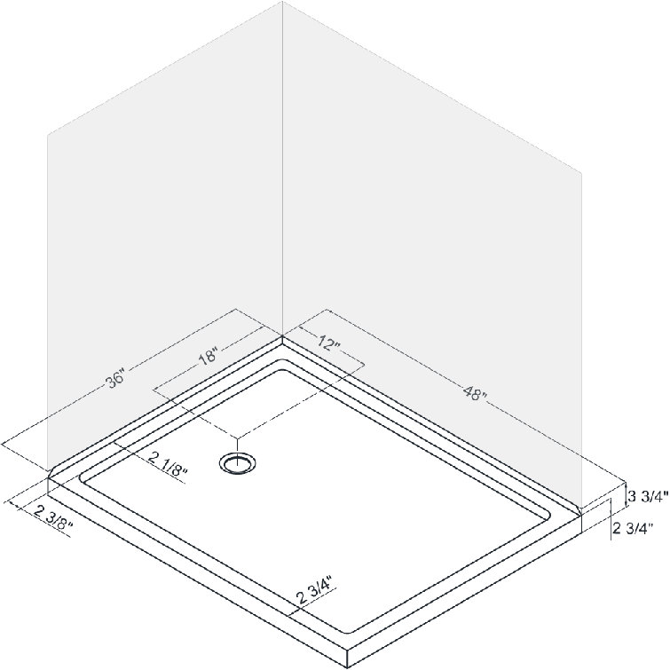 SlimLine 60" Biscuit Acrylic Double Threshold Shower Base