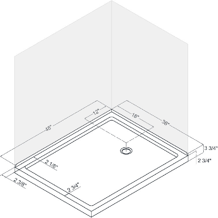 SlimLine 60" Biscuit Acrylic Double Threshold Shower Base