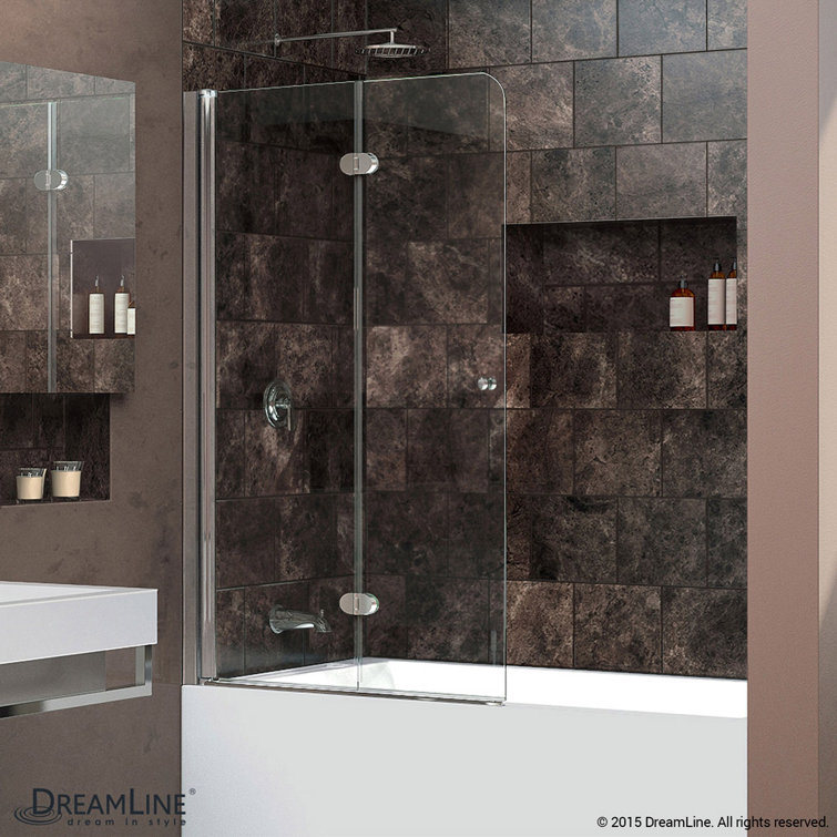 Aqua Fold 33.5" Chrome Frameless Hinged Shower Door