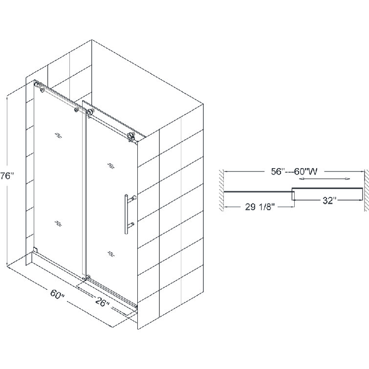 Enigma-X Frameless Sliding Shower Door with Polished Stainless Steel