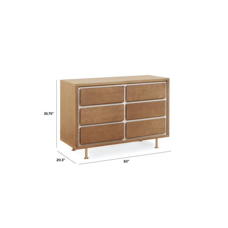 Mid-Century Brown Double Dresser with Soft Close Drawers