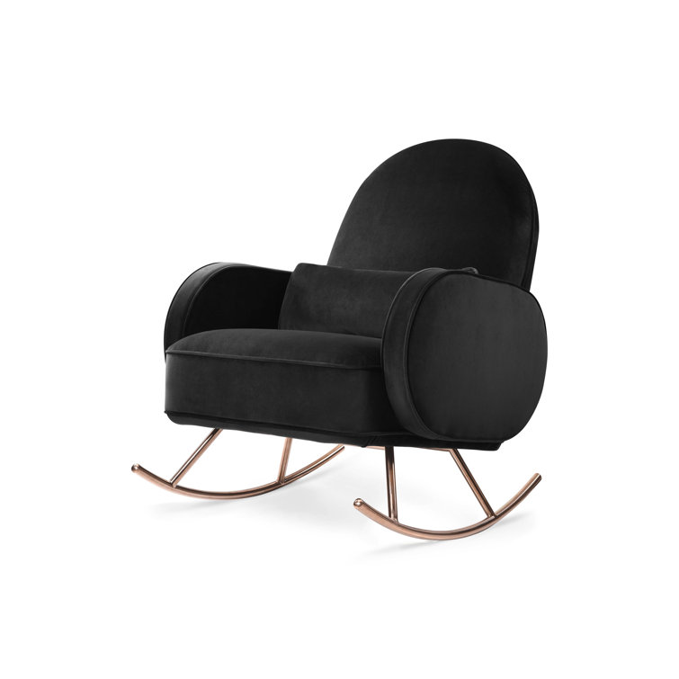 Compass 36'' Black Velvet Rocker with Rose Gold Legs