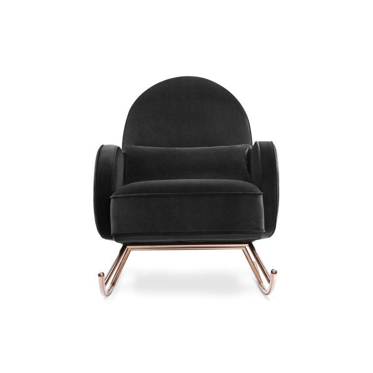 Compass 36'' Black Velvet Rocker with Rose Gold Legs