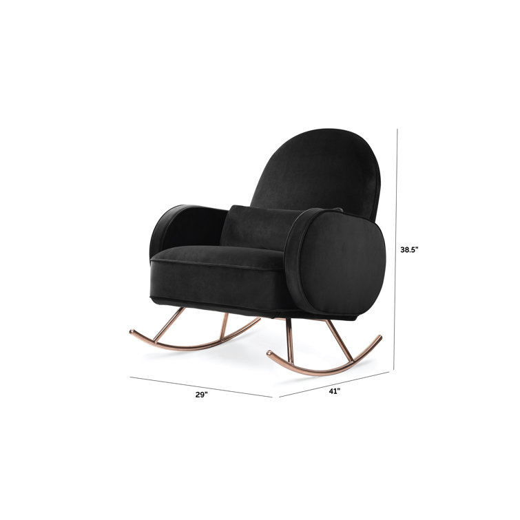 Compass 36'' Black Velvet Rocker with Rose Gold Legs