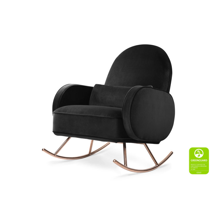 Compass 36'' Black Velvet Rocker with Rose Gold Legs