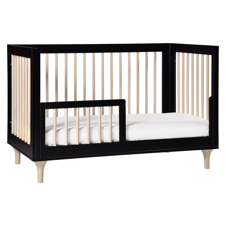 Black and Natural Pine 3-in-1 Convertible Crib with Toddler Bed