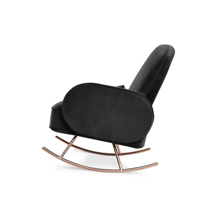 Compass 36'' Black Velvet Rocker with Rose Gold Legs