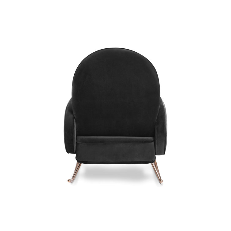 Compass 36'' Black Velvet Rocker with Rose Gold Legs