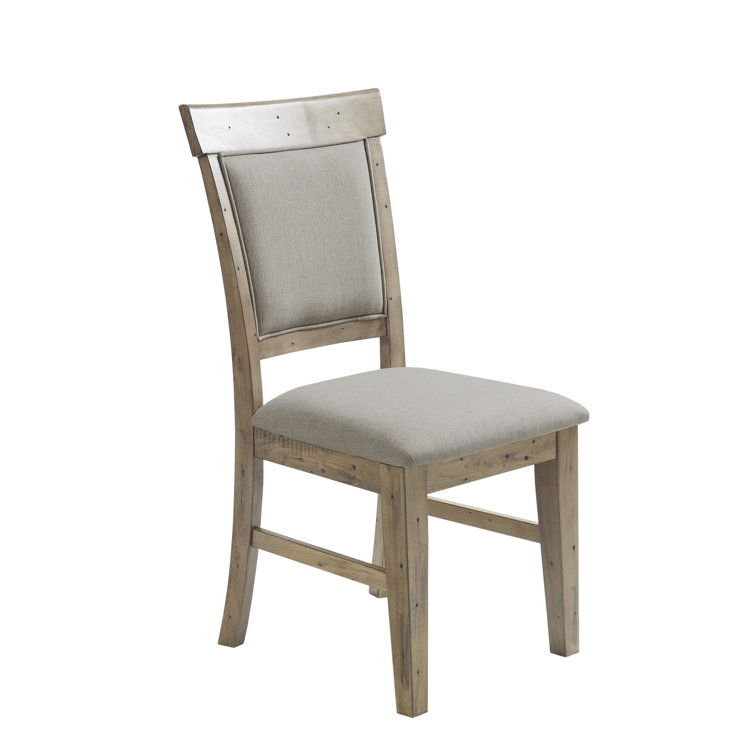 Cream Upholstered Solid Wood Dining Side Chair Set