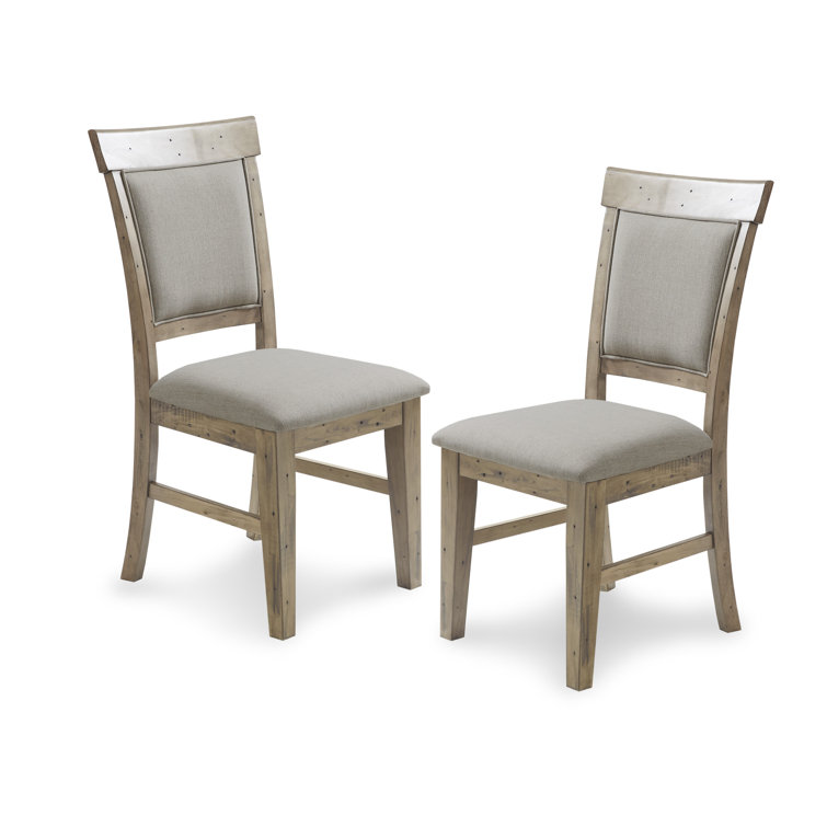 Cream Upholstered Solid Wood Dining Side Chair Set