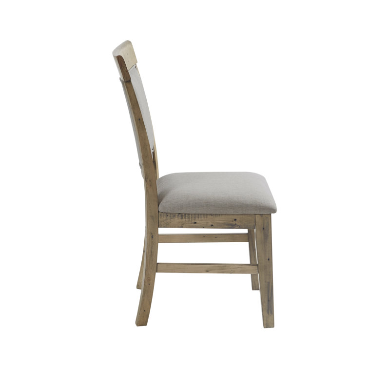 Cream Upholstered Solid Wood Dining Side Chair Set