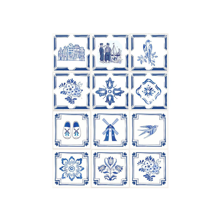 Dutch Blue Peel and Stick PVC Wall Tile Decals