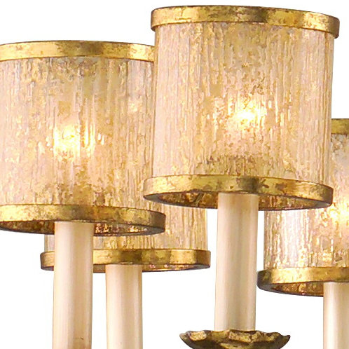 Elegant 41'' Gold and Silver Leaf Hand-Worked Iron Chandelier