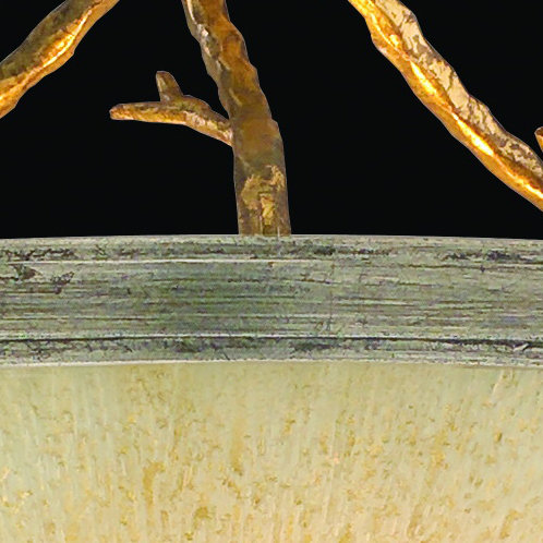 Gold and Silver Leaf Rustic Semi-Flush Ceiling Light