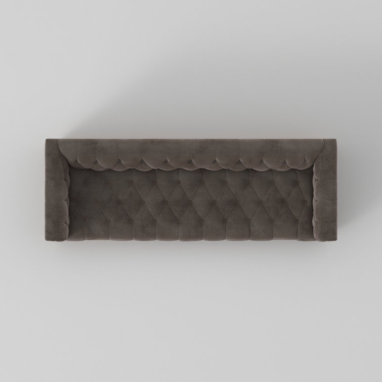 Maxx Contemporary Gray Velvet Sofa with Aged Bronze Accents