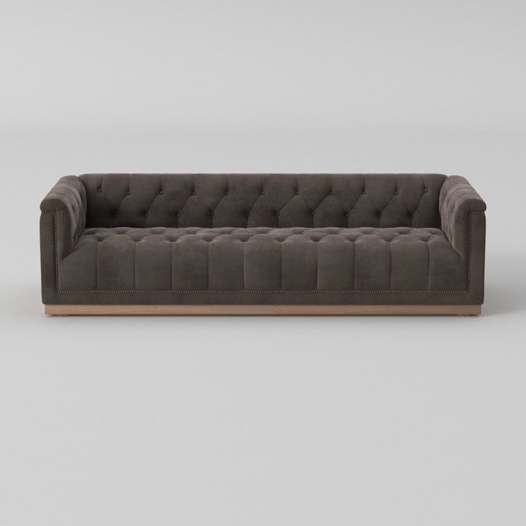 Maxx Contemporary Gray Velvet Sofa with Aged Bronze Accents