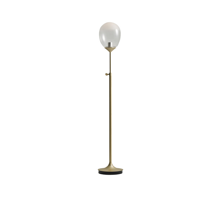Champagne Gold Adjustable LED Floor Lamp Set with Glass Shade