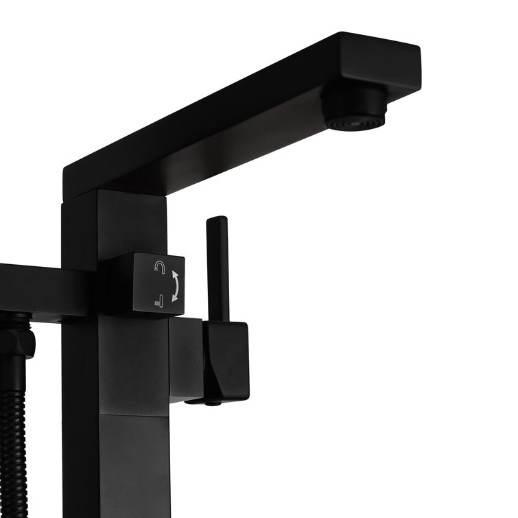Matte Black Stainless Steel Freestanding Tub Filler with Handshower