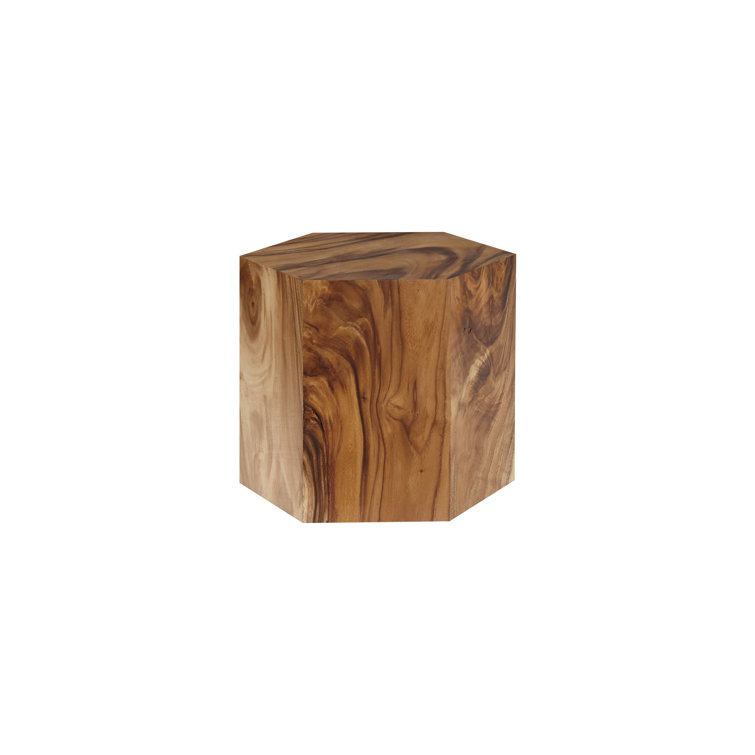 Honeycomb Brown Solid Wood Hexagonal End Table