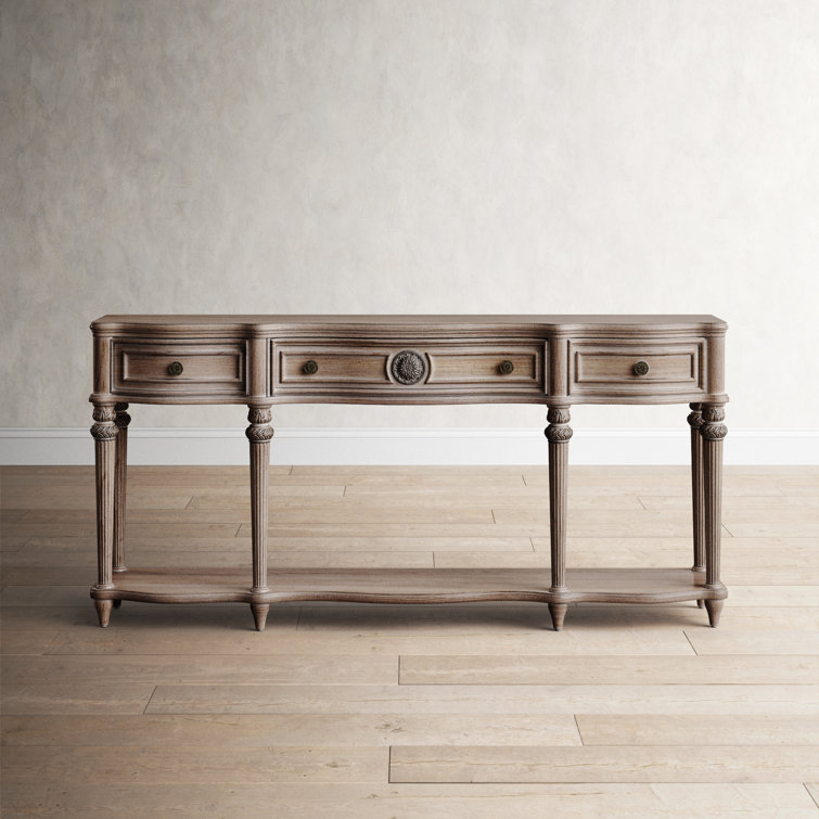 Peyton Driftwood Elegance Console Table with Acanthus Leaf Detail